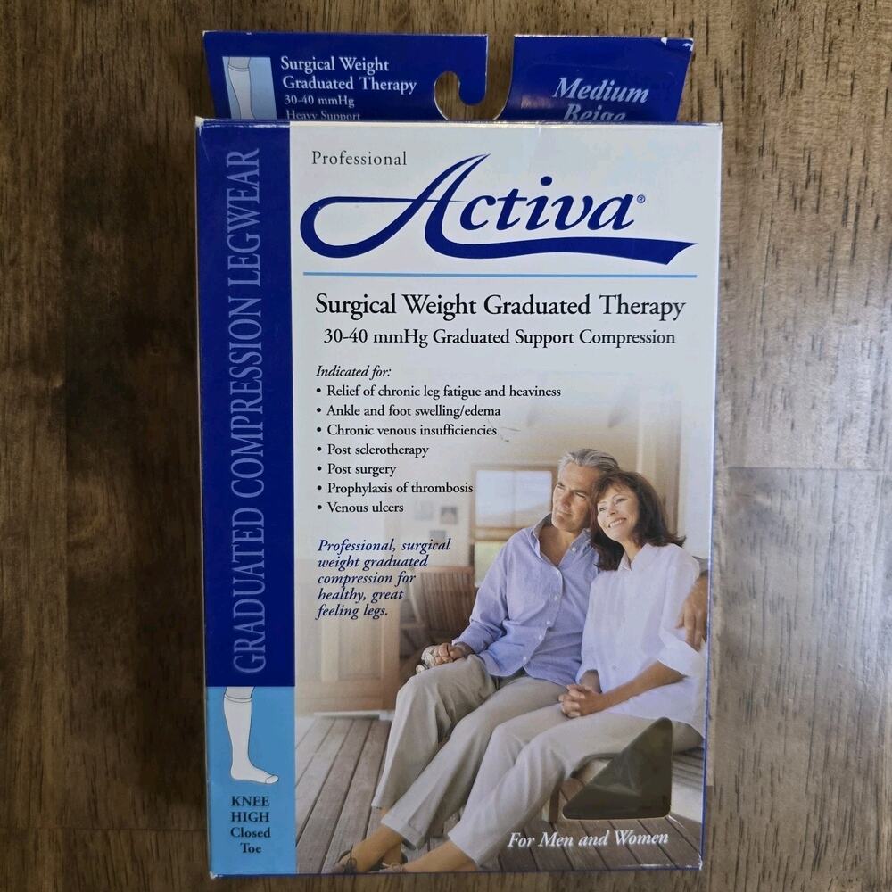 Activa 30-40 mmHg Compression Socks Knee High Closed Toe Medium Beige